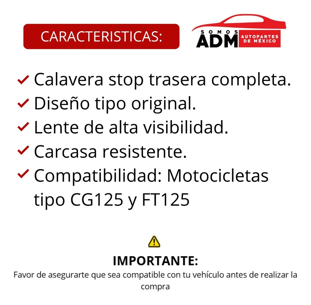 CALAVERA STOP TRAS COMP.  CG125/FT125