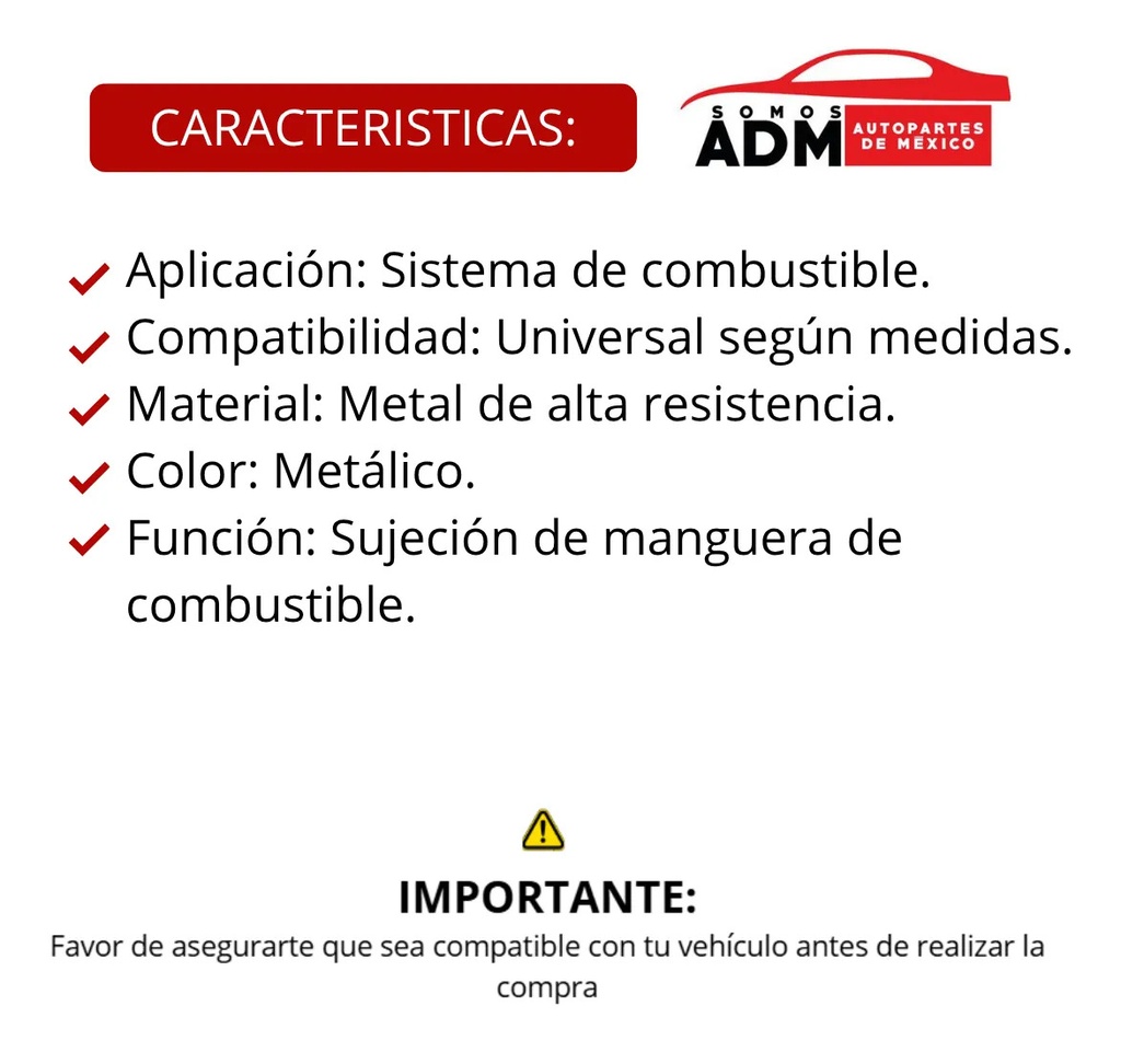 ABRAZADERA MANGUERA GASOLINA Pieza