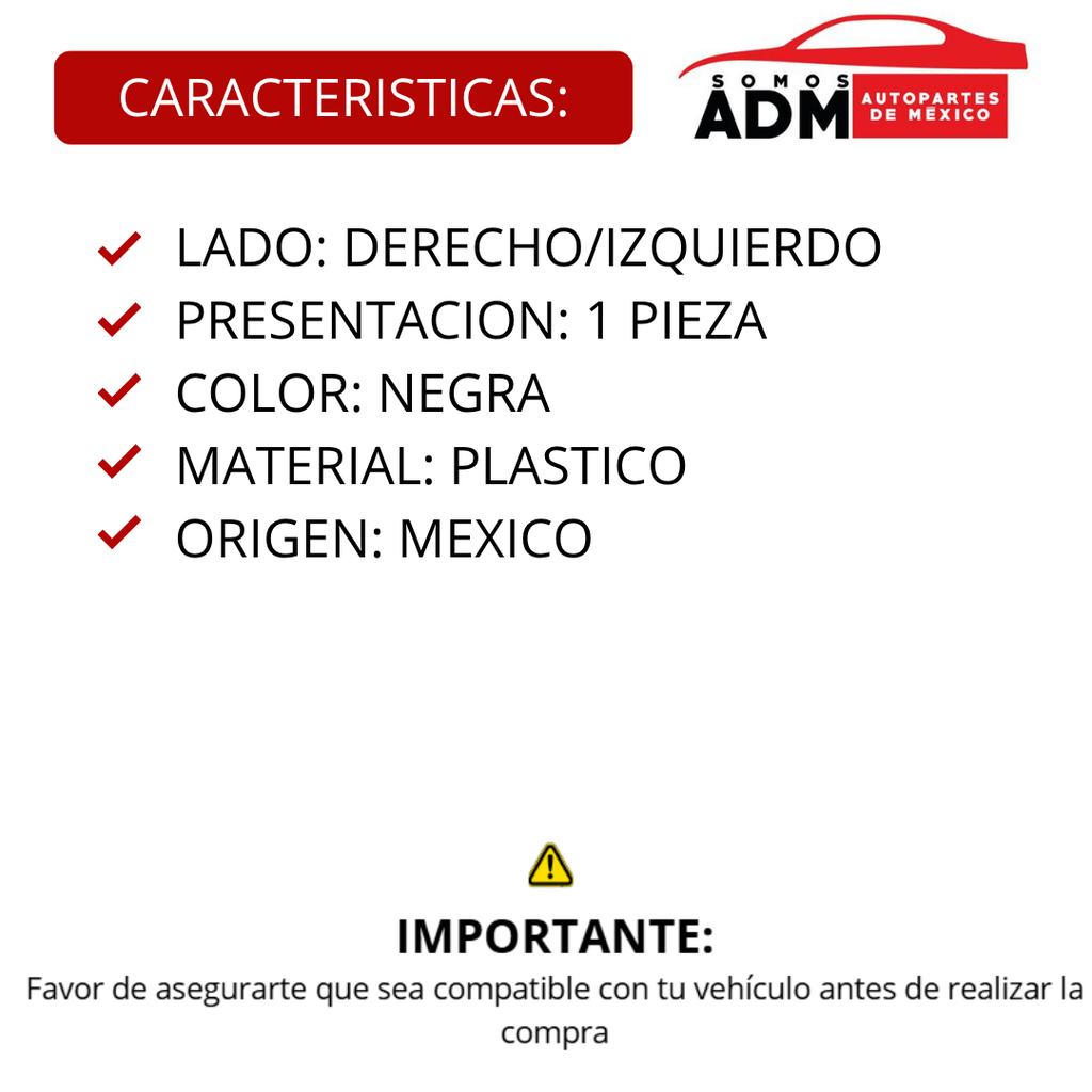 CODERA NS D21 94-07  1 PIEZA NEGRA PLASTICO Derecho/Izquierdo   