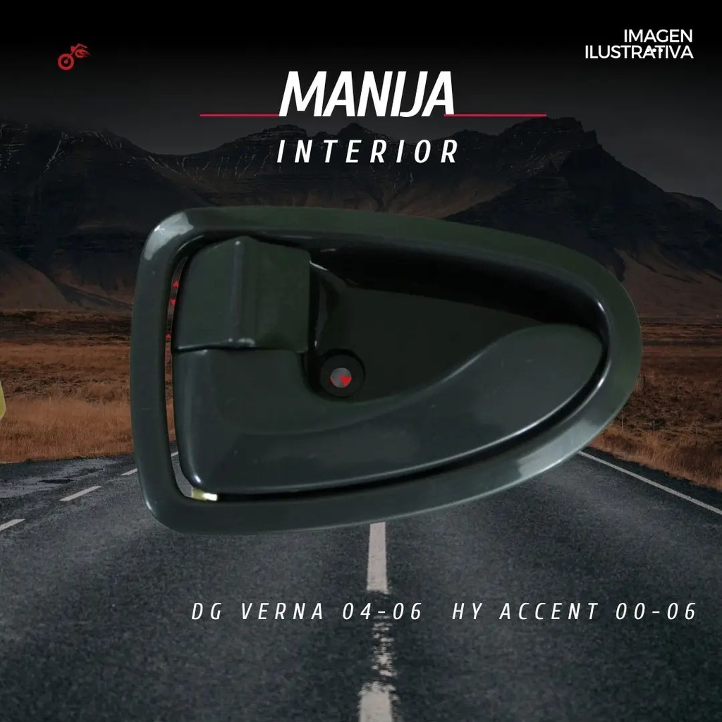 MANIJA INTERIOR DODGE VERNA 04-06  HY ACCENT 00-06  GRIS OBSCURO PLASTICO HUSHAN Izquierdo Delantera/Trasera