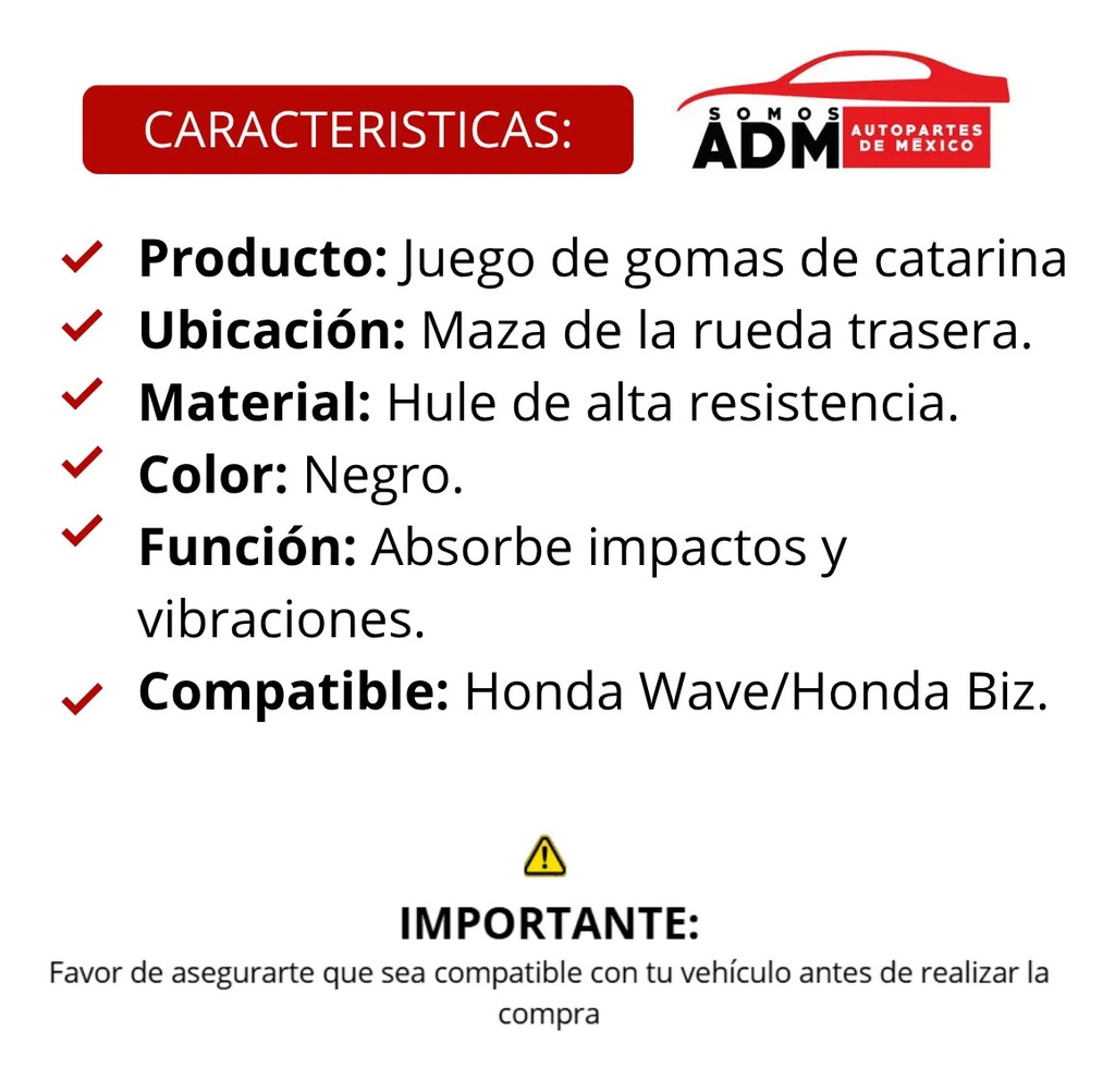 GOMA CATARINA JGO HONDA WAVE BIZ