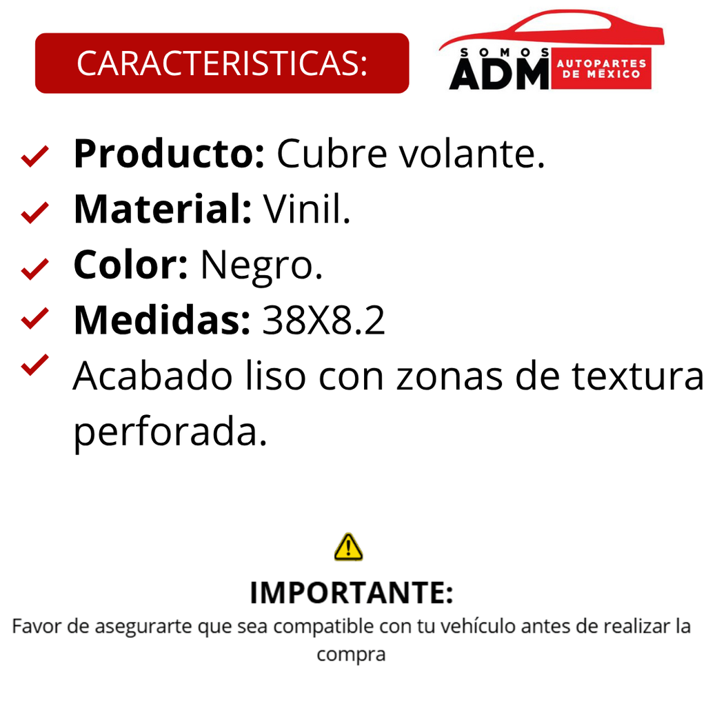 CUBRE VOLANTE VINIL NEGRO