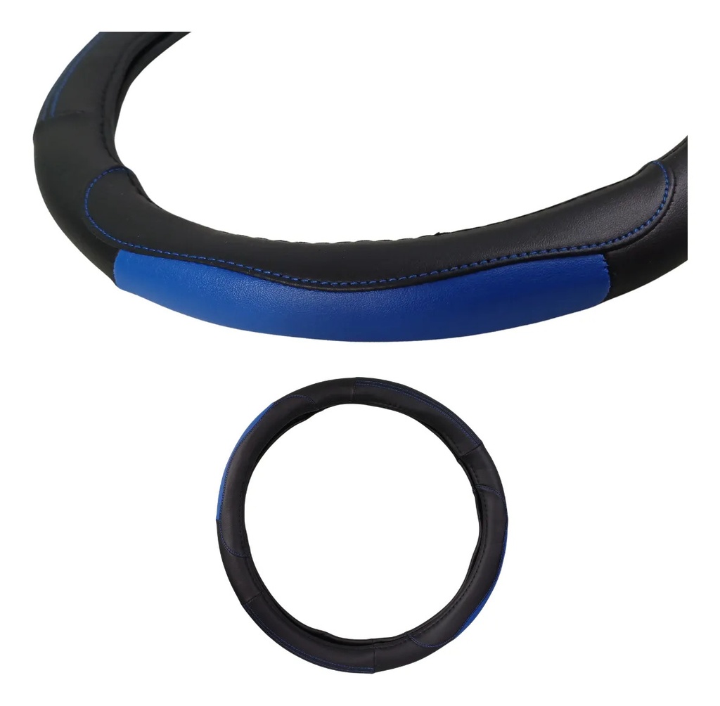 CUBRE VOLANTE VINIL NEGRO/AZUL