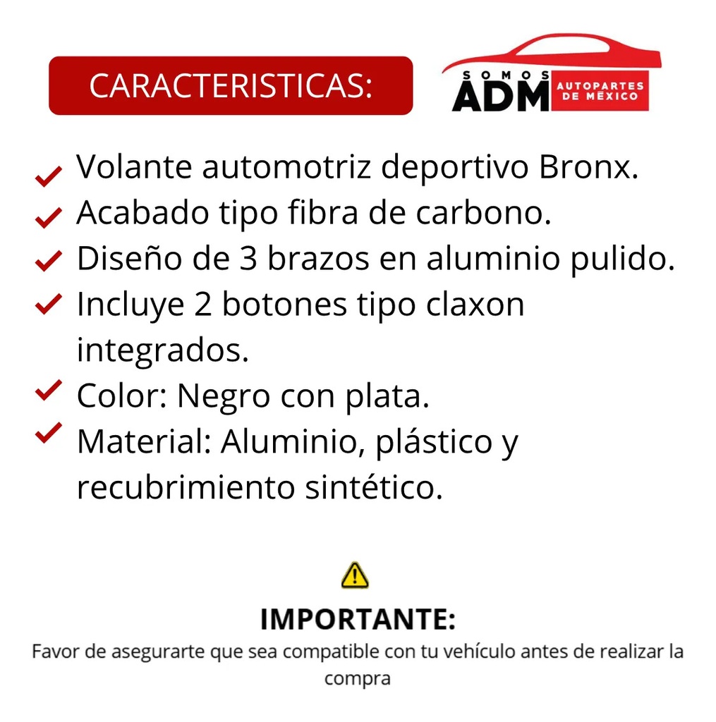 VOLANTE AUTOMOTRIZ BRONX FIBRA DE CARBON