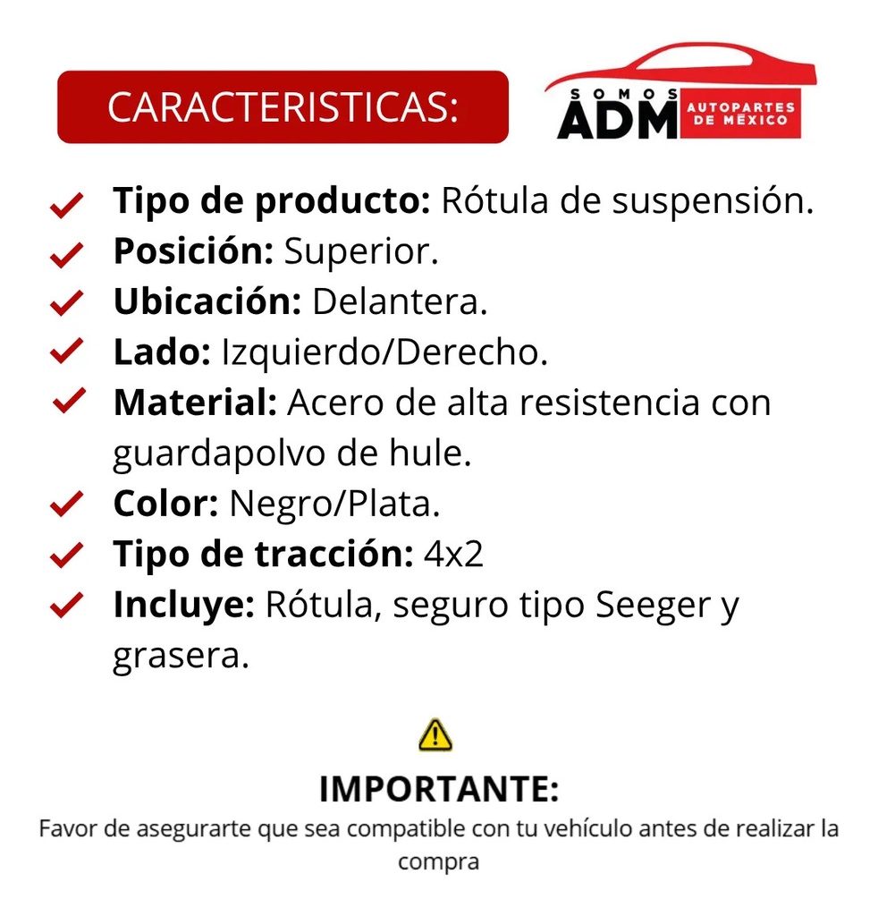 ROTULA FD F-250 SUPER DUTY 99-13 SUPERIOR EJE PARALELOS