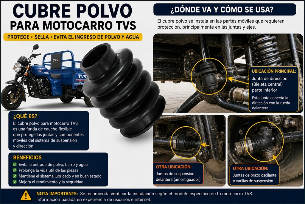 CUBRE POLVO DE FLECHA P/MOTOCARRO TVS