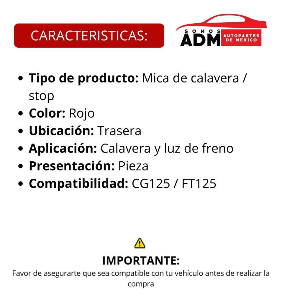 MICA CALAVERA STOP CG125/FT125