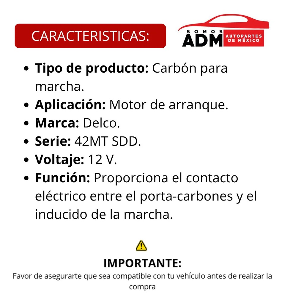 CARBON MARCHA DELCO 42MT SDD 12V 2.9x6.7cm aprox.
