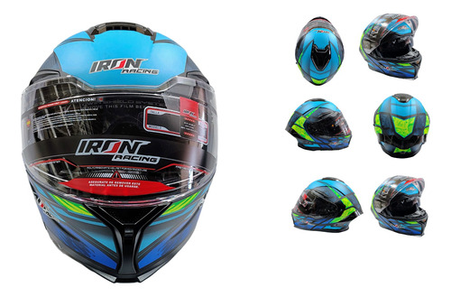 CASCO ABATIBLE TRETECH AZUL/VERDE M
