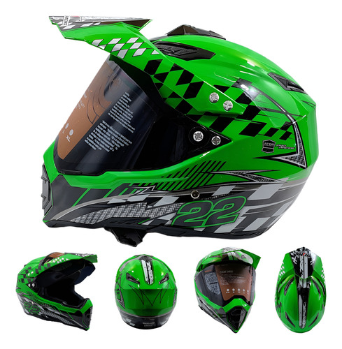CASCO CROSS IRON RACING K22 VERDE (S)