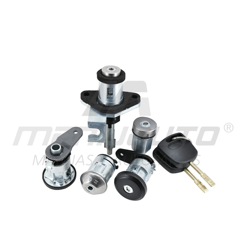 SET DE CILINDROS FD KA 01-08 CON LLAVE ENCENDIDO/PUERTA/CAJUELA/COFRE METAL CROMADO 12VCC