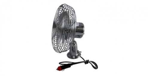 VENTILADOR METAL CROMO 8″ 2 VELOCIDADES USO PESADO 12V