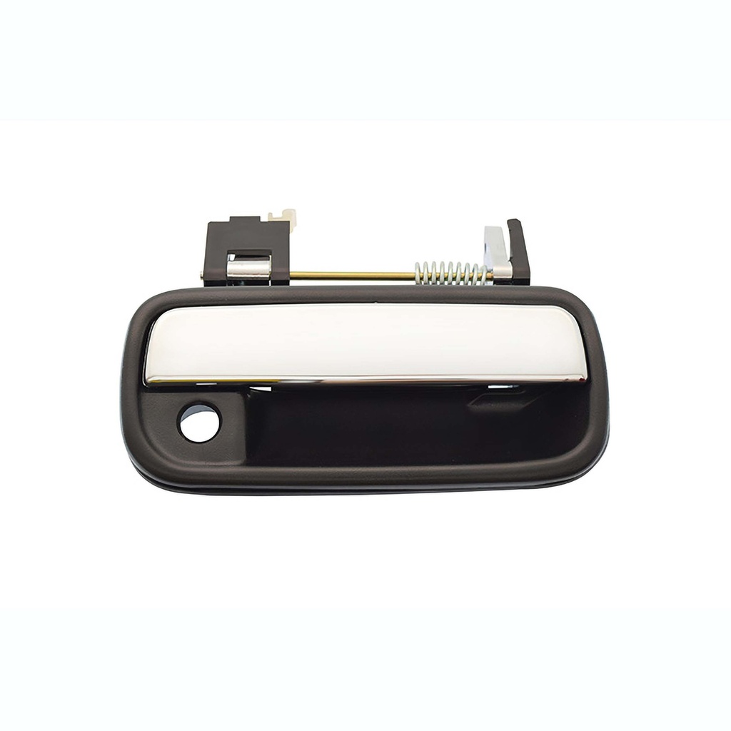 MANIJA EXTERIOR TY HILUX 98-04  CON HOYO PARA LLAVE CORRUGADA NEGRA/CROMO PLASTICO HUSHAN Derecho Delantera  