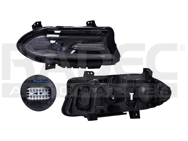 FARO DG CHARGER 15-16 C/FOCO HALOGENO HIR2 C/LUPA AZUL C/LEDS DEPO DER
