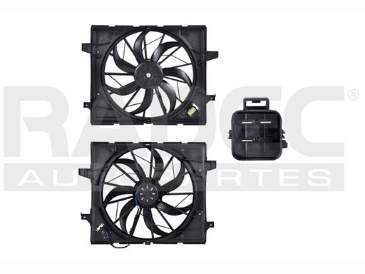 MOTOVENTILADOR JP GRAND CHEROKEE 11-21 V6 3.0, 3.7/V8 5.7 LTS P/RAD C/RESISTENCIA SENCILLO COMPLETO 3 PINES KS