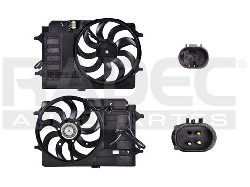 MOTOVENTILADOR MN COOPER 02-03 L4 1.6 LTS P/RAD C/RESISTENCIA C/RELAY SENCILLO COMPLETO 2 Y 3 PINES KS