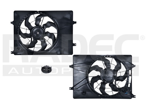 MOTOVENTILADOR KI SORENTO 16-20 L4 2.4/V6 3.3 LTS P/RAD SENCILLO COMPLETO 2 PINES TY