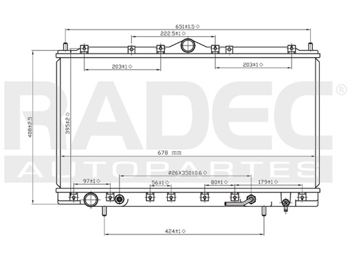 RADIADOR DG STRATUS 95-00 V6 2.5 LTS AUT C/S AA 13 2/3X26 2/3X26MM ALUM SOLD POLAR