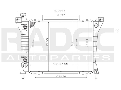 RADIADOR FD AEROSTAR 86-97 V6 4.0 LTS C/S AA AUT 22 4/9X18X26MM ALUM SOLD POLAR
