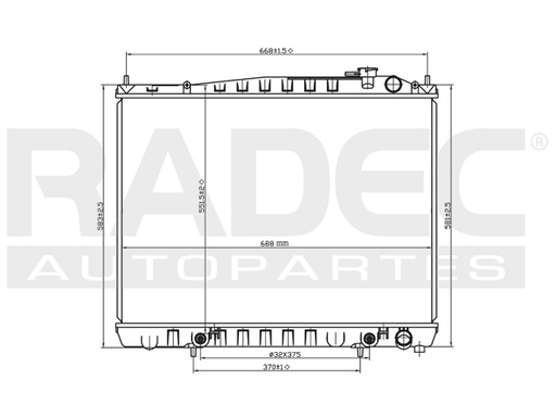 RADIADOR NS PATHFINDER/QX4 96-00 V6 3.3 LTS AUT 19 2/3X27X26MM ALUM SOLD POLAR