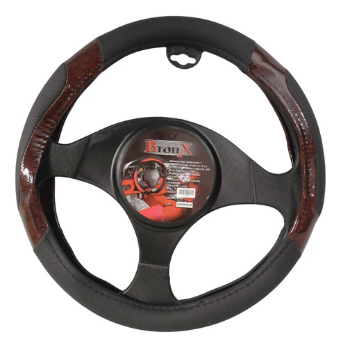 CUBRE VOLANTE VINIL NEGRO/MADERA