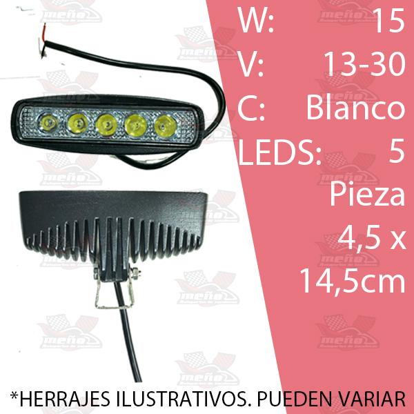 FARO RECTANGULAR 5 LEDS ALTA INTENSIDAD 