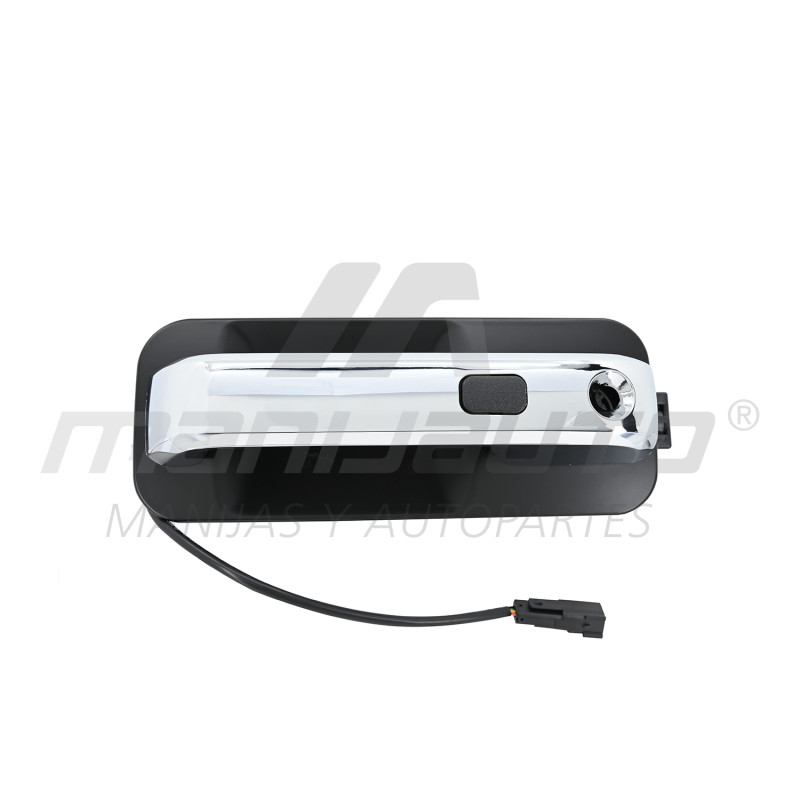 MANIJA EXTERIOR FD F-150/F-250/LOBO 15-20/SUPER DUTY 17-20  CON HOYO PARA LLAVE CON SENSOR LISA NEGRA/CROMO PLASTICO HUSHAN Izquierdo Delantera  