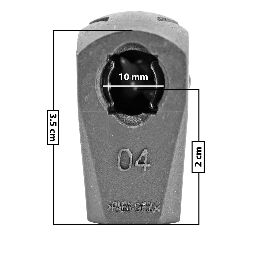 AMORTIGUADOR REPUESTO TERMINAL UN UNIVERSAL 50-23  10 MM 7 MM 3.5 CM RECTO 2 CM PLASTICO NEGRO MANIJAUTO Derecho/Izquierdo Delantera  