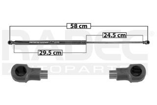 AMORTIGUADOR COFRE RN LOGAN 15-19/SANDERO/STEPWAY 16-19 58 CM 29.5 CM 24.5 CM IZQ SP