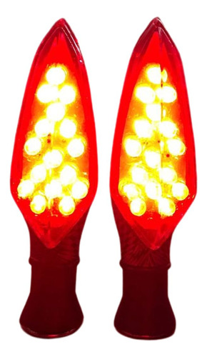 DIRECCIONAL 12V LED FIBRA CARBON LUZ ROJA JGO