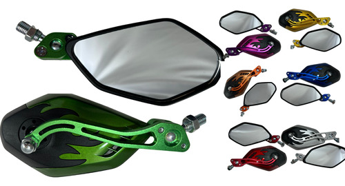 ESPEJO MOTO SOKO VERDE/NEGRO FLAMAS