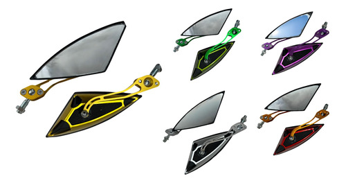 [ENESP-4213-0074D] ESPEJO IRON RACING TRIANGULO NEGRO/DORADO