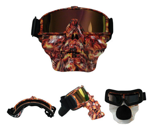 [GOO-7103-0806R] GOGGLES PARA MOTO "MÁSCARA CALAVERA" IRON RACING CON DISEÑO