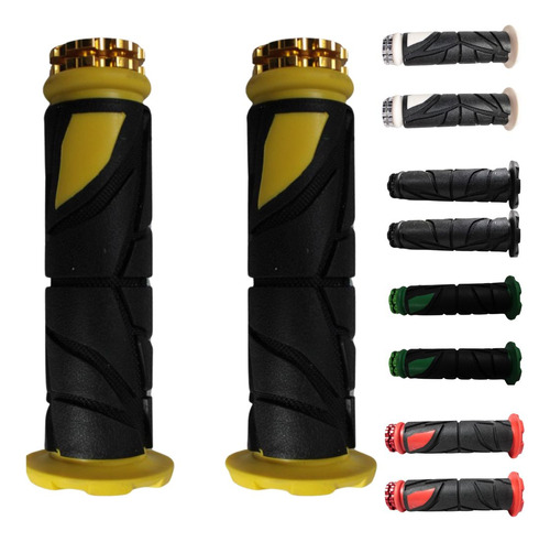 [ENPUN-1107-0033D] JUEGO DE PUÑOS PARA MOTO UNIVERSAL GOMA SUAVE  AMARILLO