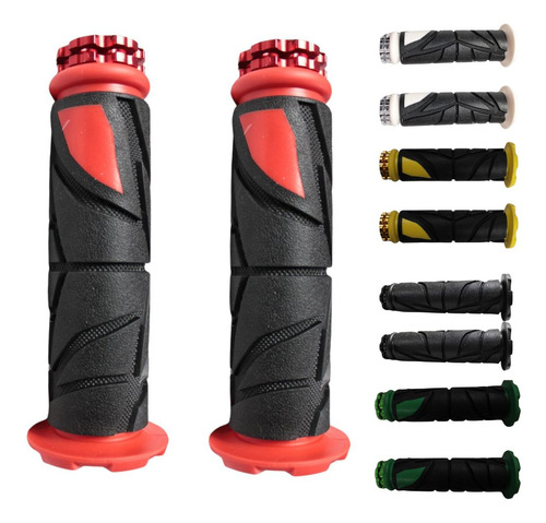 [ENPUN-1107-0033R] JUEGO DE PUÑOS PARA MOTO UNIVERSAL GOMA SUAVE ROJO