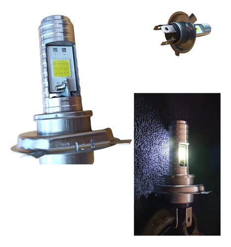[EN-4493H] FOCO MOTO LED H4 CASCARA PLATA LUZ BLANCO