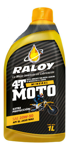 [RALOY-6416] ACEITE PARA MOTO RALOY API SL JASO MA2 4T SAE 20W50 1L MINERAL