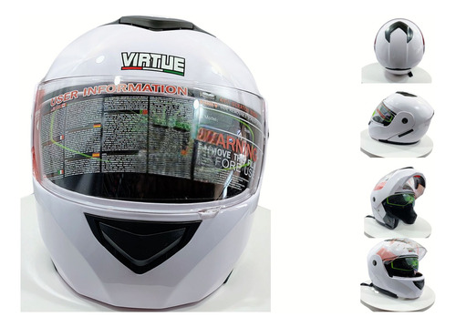 [ENCAS-7101-1464B] CASCO ABATIBLE DOBLE MICA BLANCO (M) DOT