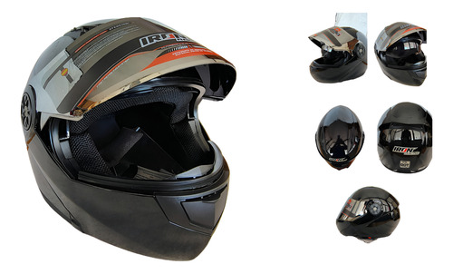 [CAS-7101-1488B] CASCO ABATIBLE DOBLE MICA CAPTAIN NGO/BRILLO (M)