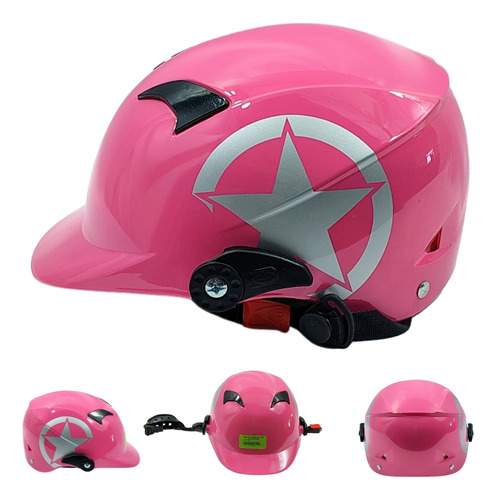 [ENCAS-7101-1964] CASCO INFANTIL 1/2 ABS MSD-508 ESTRELLA ROSA