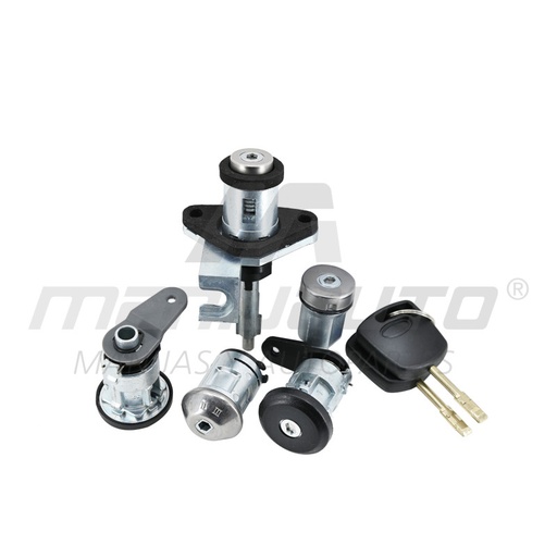 [71632] SET DE CILINDROS FD KA 01-08 CON LLAVE ENCENDIDO/PUERTA/CAJUELA/COFRE METAL CROMADO 12VCC