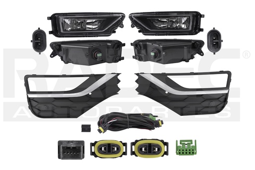 [016-3125-00] JUEGO FAROS NIEBLA VW AMAROK 17-18 C/REJILLA C/MOLDURAS CROMADAS