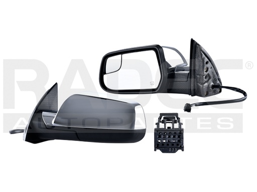 [018-0622-17] ESPEJO CV EQUINOX 10-15 ELECTRICO C/DESENPANANTE C/PUNTO CIEGO CROMADO L/LTZ/LS/LT/DENALI/SLE/SLT L4/V6 4/6 CILINDROS 2.4/3.6L 4 PUERTAS IZQ