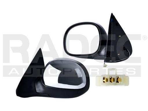 [018-1215-01] ESPEJO FD F-150 97-09 ELECTRICO CROMADO 3 PINES SVT/LIGHTNING/LARIAT/HARLEY/KING RANCH/BASE/XL/XLT V8 8CILINDROS 4.6/5.L 2/4 PUERTAS IZQ