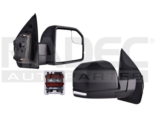 [018-1215-58] ESPEJO FD F-150 15-20 ELECTRICO C/DESEMPANANTE C/DIRECCIONAL C/PUNTO CIEGO CORRUGADO KING RANCH/LARIAT CREW/LIMITED/PLATINUM/RAPTOR V6/V8 2.7/3.0/3.5/5.0L 2/4 PUERTAS DER