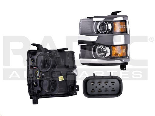 [019-0639-13] FARO CV SILVERADO 3500 15-18 C/LUPA BISEL CROMADO C/FOCO DEPO IZQ