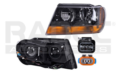 [019-1605-05] FARO JP GRAND CHEROKEE 99-04 CUARTO AMBAR FONDO NEGRO S/FOCO DEPO IZQ