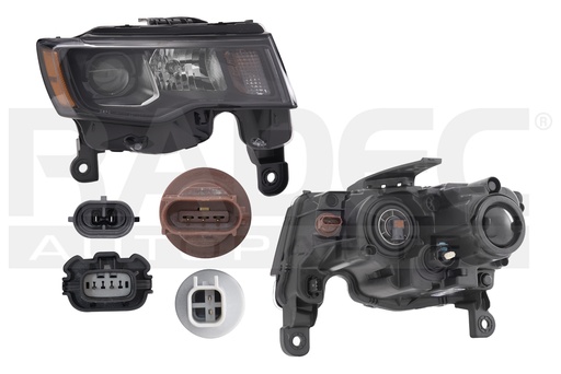 [019-1605-32] FARO JP GRAND CHEROKEE 17-20 FILO NEGRO C/FOCO HALOGENO DEPO DER