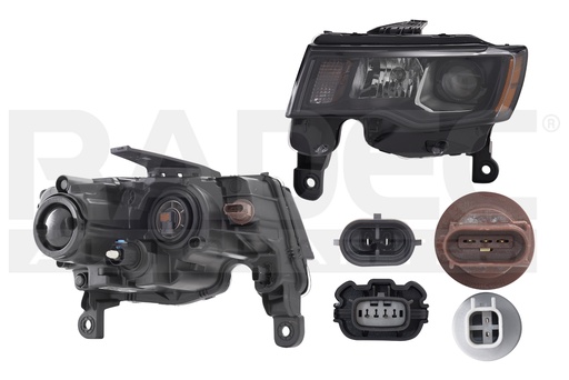 [019-1605-33] FARO JP GRAND CHEROKEE 17-20 FILO NEGRO C/FOCO HALOGENO DEPO IZQ