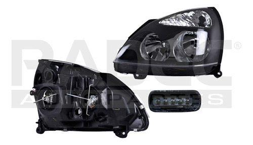 [019-2601-01] FARO RN CLIO 02-04 ELECTRICO FONDO NEGRO P/FOCO HALOGENO S/FOCO DEPO IZQ